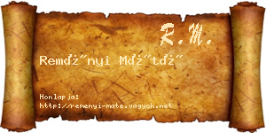Reményi Máté névjegykártya
